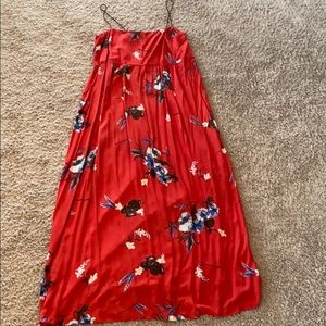 Red floral maxi dress